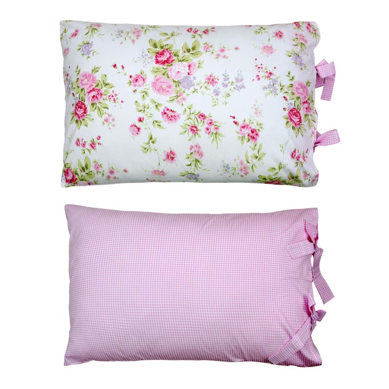 FADFAY Rose Floral Duvet Cover Set Pink Grid Cotton Girls Bedding with Hidden Zipper Closure 3 Pieces, 1duvet Cover & 2pillowcases,King/California King Size - Image 3